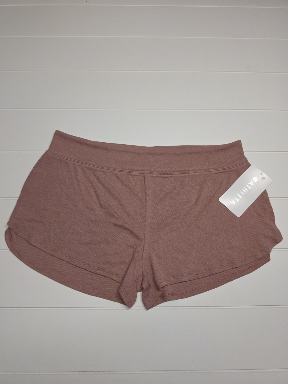 NEW Athleta High-Waist Ribbed Sleep Lounge Shorts in Dusty Rose LARGE - Picture 2 of 4